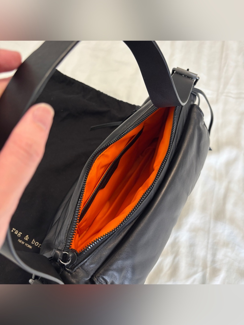 Rag & bone black gunmetal puffy field messenger bag - Picture 6 of 16